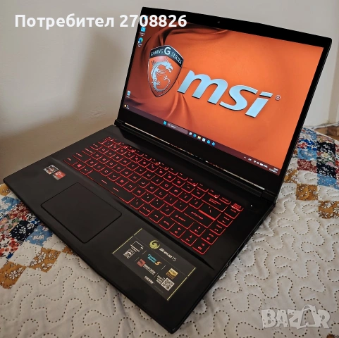 Лаптоп MSI Bravo 15, AMD Ryzen 5 4600H 3/4GHz, AMD RX 5300M 3GB, RAM 8GB SSD 256GB, снимка 3 - Лаптопи за игри - 54092014