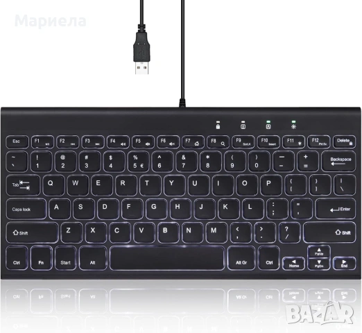 Кабелна мини клавиатура с подсветка Perixx, снимка 5 - Клавиатури и мишки - 54039688