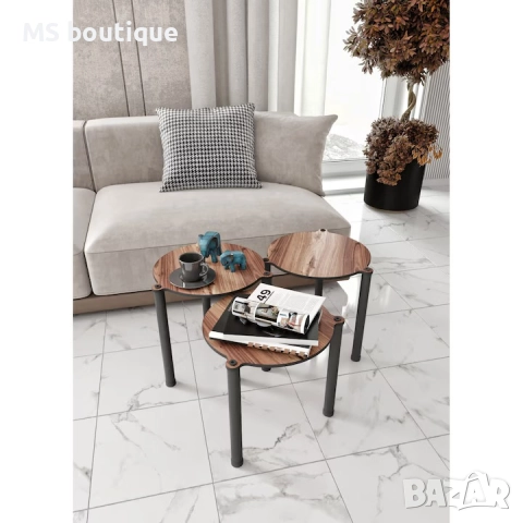 Маса Уди Фешън, 34x40x34см, дървени крака, кафяво/черно, снимка 3 - Маси - 52801512