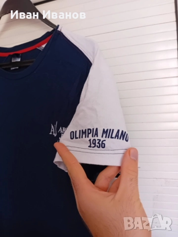 Оригинална тениска Armani x Reebok x Olimpia Milano, снимка 8 - Тениски - 51709441