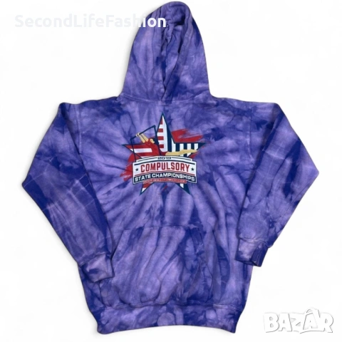 Суитшърт с качулка Tye Dye лилаво дамски размер M