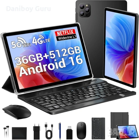 11” Android 16 таблет Octa Core, 36GB RAM + 512GB ROM 4G LTE/5G WiFi, Gemini AI, GPS, Face ID,
