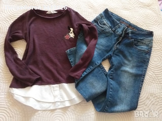 Лот рокля , блуза , дънки Zara  , H&M 146 / 152 / 158  , снимка 3 - Детски панталони и дънки - 42201549