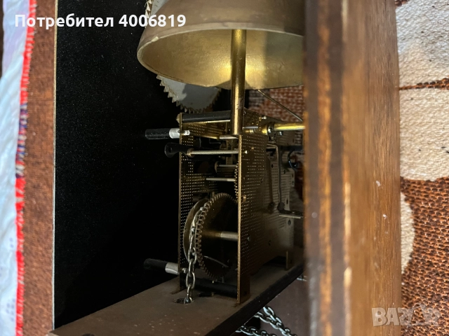 Античен,стенен-Фрезийски часовник,тъмен орех 1950-1960г.с махало, снимка 12 - Стенни часовници - 50571193