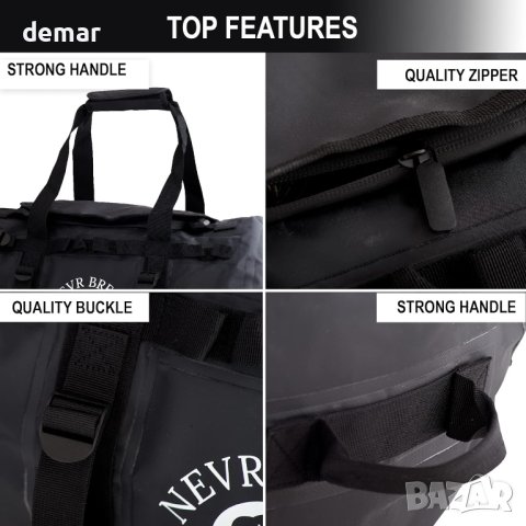 NEVR BREAK 42L Водоустойчива чанта - сак 50x25 см, черна, снимка 3 - Чанти - 42731376