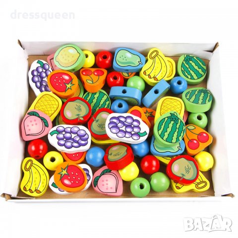 3561 Дървени фигурки за нанизване-плодове и зеленчуци, снимка 2 - Образователни игри - 37817396
