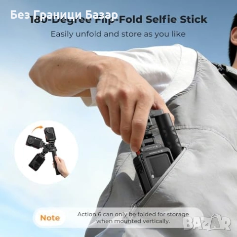 Нов комплект за снимки влог K&F селфи стик 92.5см за Osmo Action 6 с cage и адаптер, снимка 2 - Чанти, стативи, аксесоари - 54209261