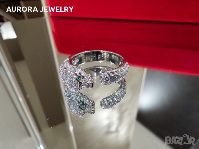 CARTIER Panthere de Cartier White Gold Paved Diamonds Дамски Пръстен, снимка 4 - Пръстени - 52821446