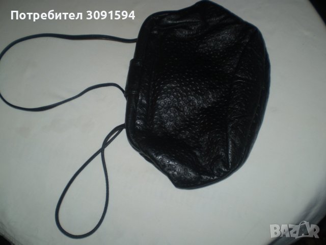 Ретро кожена чанта закопчалка кост и единична  дръжка черен  цвят   естествена кожа, снимка 3 - Чанти - 37367474