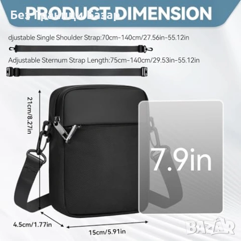 Нова Антикражбена чанта през рамо RFID джоб водоустойчива през рамо за мъже и жени, снимка 8 - Чанти - 54104578