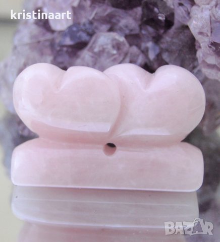 Фън шуй символи - Двойка сърца от розов кварц