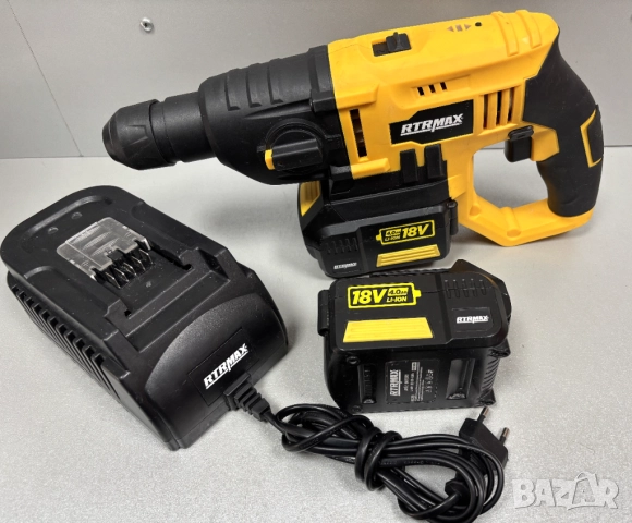 Перфектен! Акумулаторен къртач RTRMaX RTX1855A -18V, 4Ahq SDS+ с 2 батерии и Зарядно