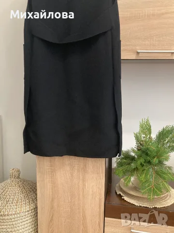 Дълъг черен елек Massimo Dutti – 80% вълна, размер S, снимка 10 - Елеци - 56439638