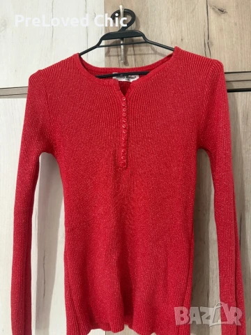 Червена блуза , снимка 2 - Блузи с дълъг ръкав и пуловери - 51421815