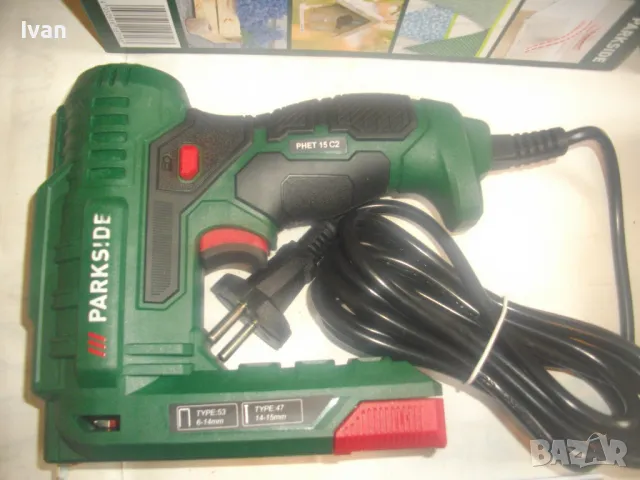 НОВ ЕЛЕКТРИЧЕСКИ КОМБИНИРАН ТАКЕР СКОБИ 6-14мм ПИРОНИ 14-15мм ПЪЛЕН КОМПЛЕКТ PARKSIDE PHET 15C2, снимка 8 - Други инструменти - 49623828