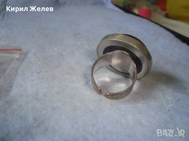 СТАР РЕГУЛИРУЕМ ДЕБЕЛО ПОСРЕБРЕН МЕДЕН АР НУВО ПРЪСТЕ с ПОЛИРАН КАМЪК КРИСТАЛ 60961, снимка 9 - Пръстени - 36421705