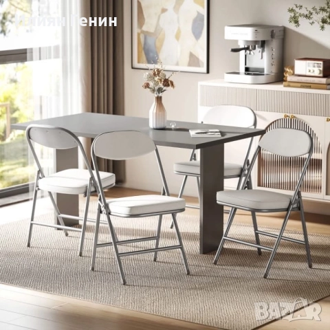 Комплект от 4 тапицирани сгъваеми стола, снимка 9 - Столове - 52578371