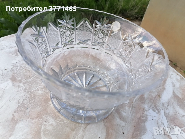 Чайник порцелан, кристална фруктиера, стъклени купички, снимка 3 - Сервизи - 52574217