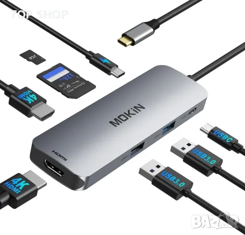 USB C докинг станция за лаптоп 8 в 1 4K 60Hz HDMI портове