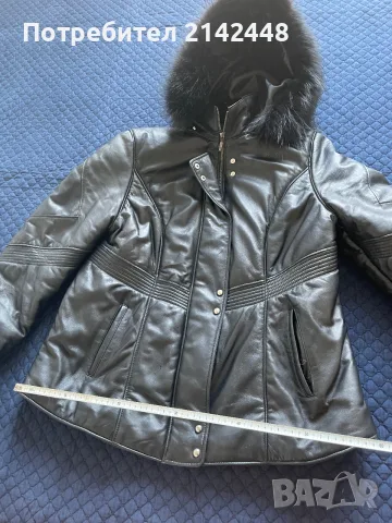 Продавам дамско кожено яке с косъм и качулка, снимка 4 - Якета - 56001758