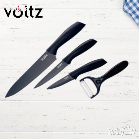Комплект Voltz 3бр. ножове +белачка, снимка 3 - Прибори за хранене, готвене и сервиране - 44167161