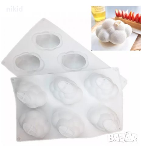 3D 6 бр Bubble  Облак Облаци мехури силиконов молд форма за десерти мус желе шоколад гипс свещ и др, снимка 6 - Форми - 37336810