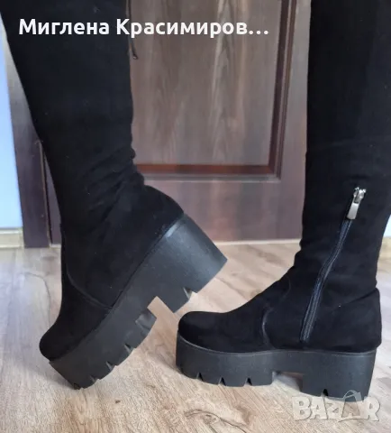 Велурени ботуши на платформа