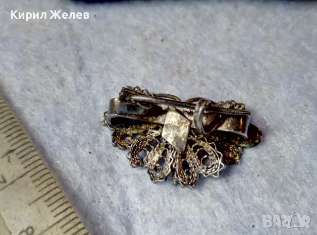 СТАРА КРАСИВА ФИГУРАЛНА ФИЛИГРАННА ПОСРЕБРЕНА БРОШКА ПЕПЕРУДА от БЛАГОРОДНА СТОМАНА 31413, снимка 3 - Антикварни и старинни предмети - 48467999