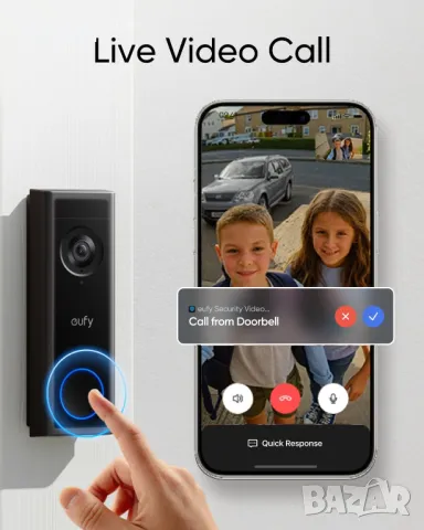 Безжична видеокамера за входна врата eufy C31, 2K FHD, двойни опции за захранване, снимка 3 - HD камери - 50297299