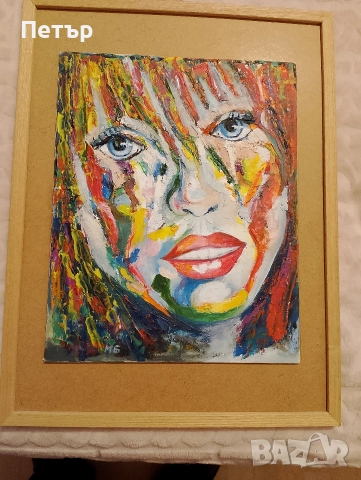 Продавам картина маслени бои Момиче, снимка 2 - Картини - 52973343