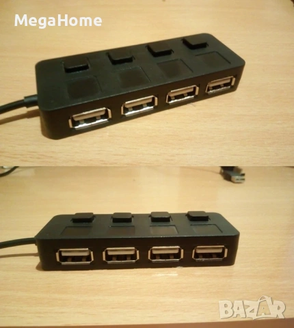 USB разклонител хъб, 4 порта USB 2.0 с индивидуални LED индикатори, 480MBp/s , снимка 5 - Други - 53227906