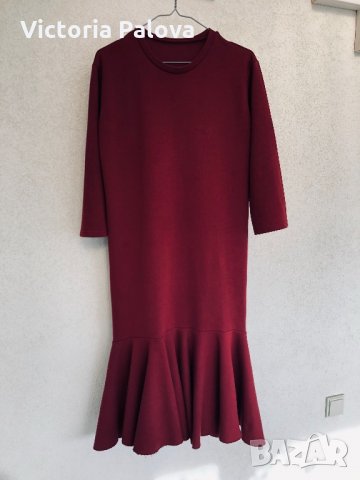 Красива рокля бордо,плътен трикотаж, снимка 7 - Рокли - 31326960