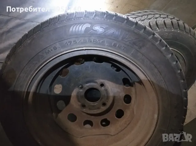 комплект от 2 зимни гуми с размер -175/65 R14 с железни джанти, снимка 2 - Части - 47395645