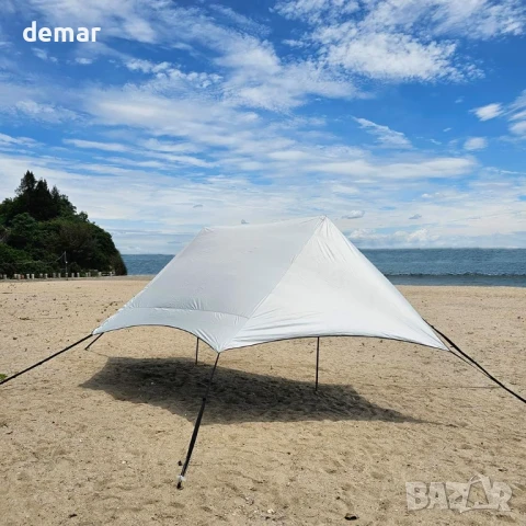 HipierFx 3x5m преносима плажна палатка с 2 пръта, къмпинг брезент за плаж, снимка 6 - Палатки - 51243547