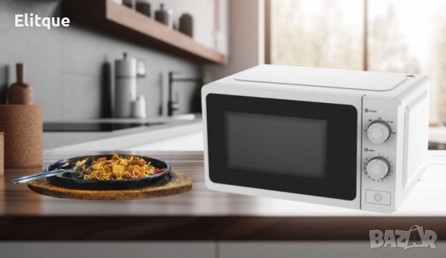 Микровълнова фурна, 700W, 20л., 5 степени на мощност, Таймер до 35мин., Размразяване, Бял, снимка 4 - Микровълнови - 52839164