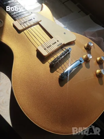 Китара Vintage V100GT with P90 Gold Top + piezo acoustic pickup-акустичен адаптер, снимка 1