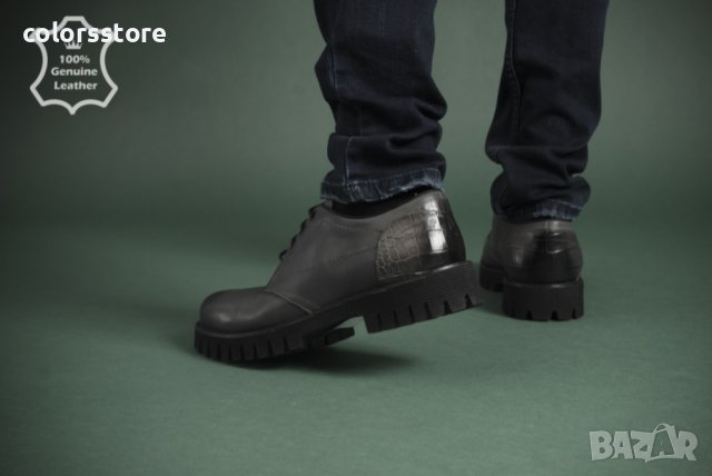 Мъжки боти - сива ЕСТЕСТВЕНА кожа - 5452