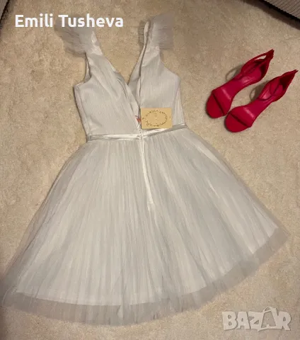 Официална къса бяла рокля., снимка 10 - Рокли - 48256616