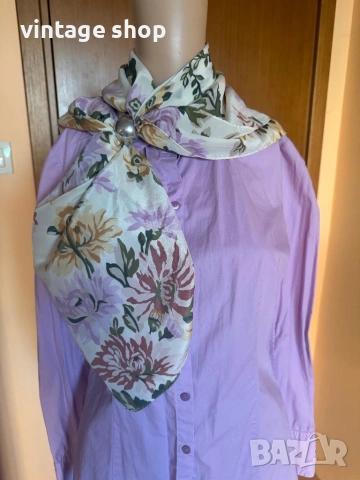 Копринен шал с флорален десен, снимка 5 - Шалове - 54138899