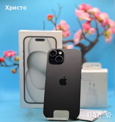 ГАРАНЦИОНЕН!!! Apple iPhone 15, 128GB, 5G, Black + подарък оригинален адаптер Apple 