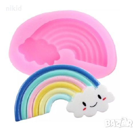 Мини дъга дъгичка и облак силиконов молд форма декорация и украса торта фондан бисквитки