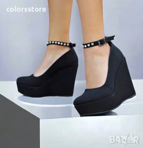 Обувки на платформа - черни - SL47