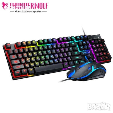 Gaming комплект T-WOLF TF200 • Клавиатура + Мишка RGB • Игрова Пакетна цена