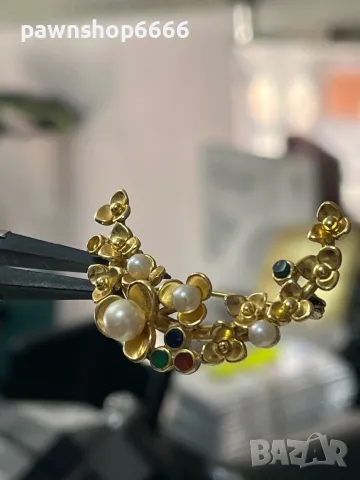 Сребърна брошка с позлата , снимка 9 - Антикварни и старинни предмети - 49986438