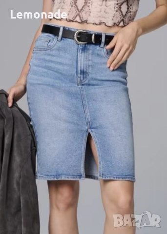 Нова дънкова пола С размер, снимка 2 - Поли - 51572075