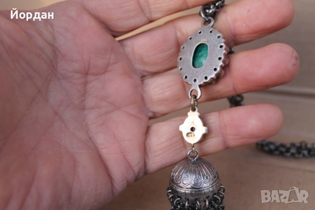 Сребърен гердан с рубини и перли, снимка 9 - Колиета, медальони, синджири - 53877553