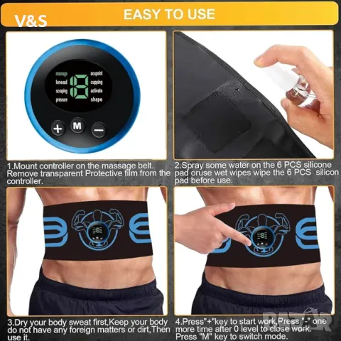 Мускулен стимулатор LOFFU EMS, Safty Effective Quick ABS Trainer, електрически тоник за коремни муск, снимка 4 - Масажори - 47780045