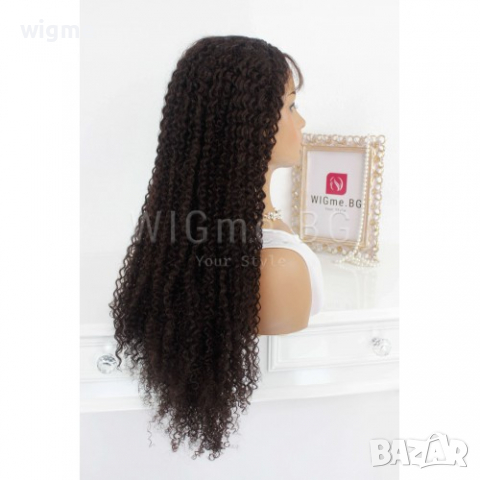 Дълга тъмнокестенява къдрава лейс фронт перука Лейла, снимка 5 - Аксесоари за коса - 36570727