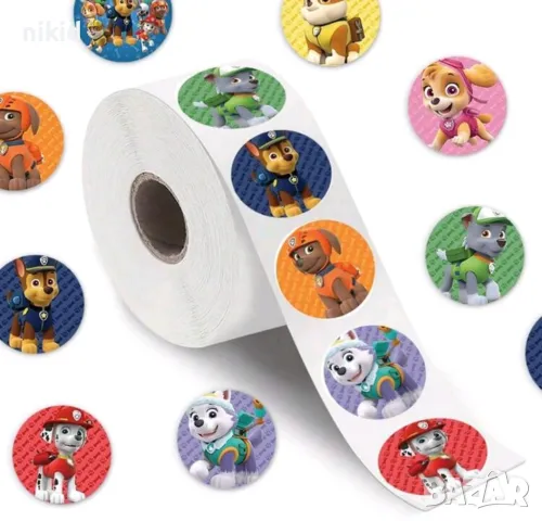 100 бр PAW Pes Patrol Пес Патрул кучета малки самозалепващи лепенки стикери ръчна изработка подарък, снимка 3 - Други - 48313790