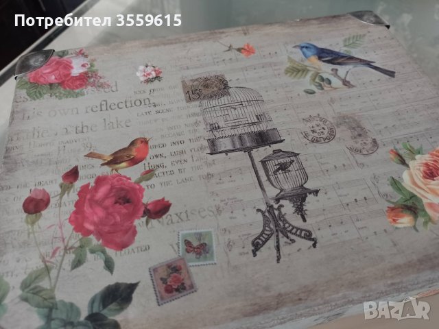 ретро кутия Винтидж от Париж с цветя и птици, снимка 3 - Декорация за дома - 38824362